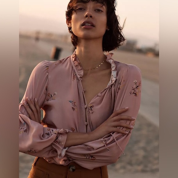 Anthropologie  Dolan West Coast  Sierra Poet Pink Blouse XL - Picture 2 of 6